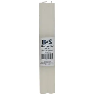 Stabkerzen 2er Set 250 mm x Ø 22 mm (weiß)