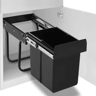 vidaXL Abfallbehälter für Küchenschrank Ausziehbar Soft-Close Abfallsorter Küchen Einbau Abfalleimer Mülltrenner Abfallsammler Mülleimer 20L