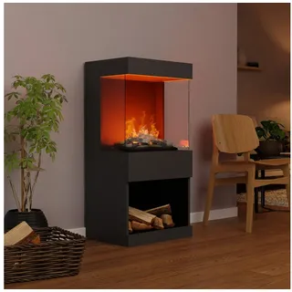 GLOW FIRE Elektrokamin OGF 2 Wasserdampf Kamin, Standkamin, Elektrischer Kamin, Wasserdampfkamin mit 3D Feuer und Knisterfunktion grau