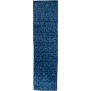 Morgenland Gabbeh Teppich - Indus - Uni - blau - 300 x 80 cm - läufer