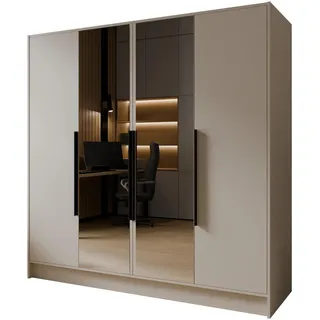 masseno Drehtürenschrank RENVO 200 x 200 x 51 cm Kaschmir/Schwarz