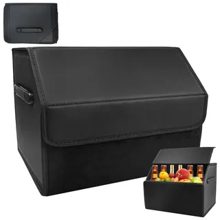 UHETLET Faltbarer Kofferraum Organizer Auto Kofferraumtasche mit Magnetisch Deckel PU Faltbox Auto Zubehör Innenraum Autotasche Einkaufstasche Verstärkt Stabil Kofferraumtaschen für SUV LKW Camper