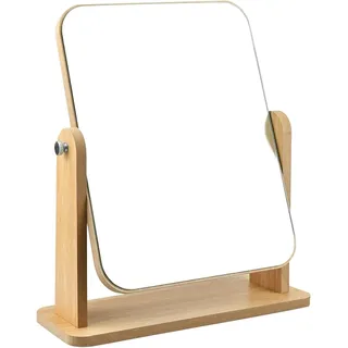 Kosmetikspiegel, Tischspiegel 360 Grad Drehung Schminkspiegel Stehend Holz Makeu