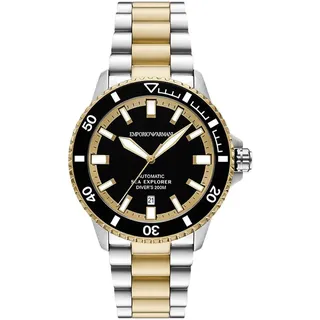 Emporio Armani Herren analog, Automatik Uhr, mit Edelstahl Armband AR60089
