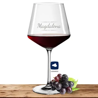 Deitert Leonardo Burgunderglas Rotweinglas XL mit Namen oder Wunschtext graviert, 730ml, PUCCINI, personalisiertes Premium Weinglas in Gastroqualität (Verzierung 03)