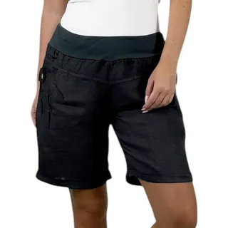 Mississhop 276 Damen Leinenshorts Bermuda – Kurze Sommerhose aus 100% Leinen, luftig, elegant, mit Knöpfen Schwarz XL - 40