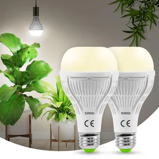 SANSI 15W LED Pflanzenlampe Vollspektrum E27, 200W Äquivalent (2 Stücke) | Mattierter Optischer Linse, 120° Abstrahlwinkel, Hohe PPFD Grow Light für Zimmerpflanzen Obst und Blumen
