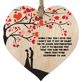 Holzschild mit Aufschrift "I Love You", helles Holzschild, Geschenk zum Jahrestag oder Valentinstag für Sie und Ihn, Geschenke für Freund, Freundin, Hochzeitsandenken, Liebesgeschenke oder "I Miss
