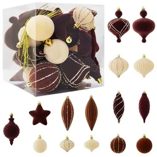 Refttenw Weihnachtsbaumkugel Weihnachtsschmuck,Christbaumschmuck,Kugeln Hängekugeln,24 Stück braun