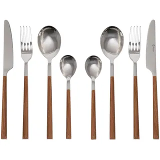 BERGER Wood Besteck Set 16-teilig | Elegantes Essbesteck | Robustes & langlebiges Edelstahl Besteckset mit Messer Gabel Löffel für 4 Personen | Tafelbesteck für Camping Haushalt