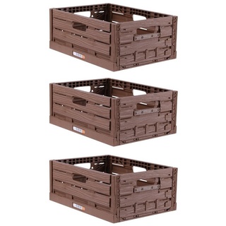 Bestlivings Klappbox Einkaufskorb in Holzoptik, 15 l, Stabile Stapelbare Lagerkiste - Faltbare Einkaufsbox - Klappkiste braun 40 cm x 16.3 cm x 30 cm