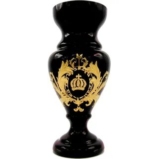 Pompöös by Casa Padrino Luxus Pokal Vase mit 24 Karat Vergoldung Schwarz / Gold Ø 14 x H. 30,5 cm - Pompööse Blumenvase designed by Harald Glööckler
