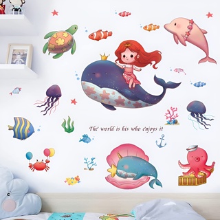 Wandtattoo Unter dem Meer Wandaufkleber Mädchen Wal Delfin Schildkröte für Baby Kinder Schlafzimmer Kinderzimmer Wanddekoration