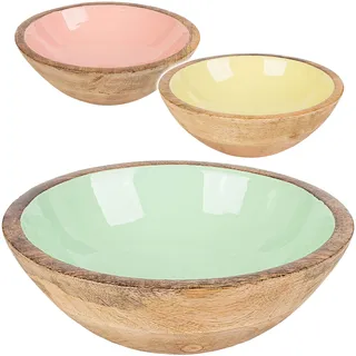 alles-meine.de GmbH 3 Stück Kunststoff & Holz - Schalen/Schüsseln - Müslischalen - Obstschalen & Salatschalen/Dekoschalen - bunt - Ø 20,5 cm - groß - Holzschüsseln - Servie..