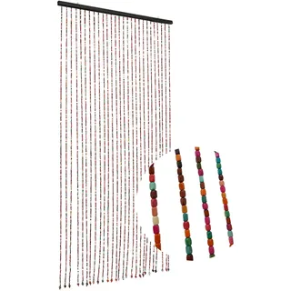 Garbenat Perlenvorhang - 90 x 175cm Bambusvorhang 27-Zeilen Bunt Perlen Teilervorhang Retro Dekovorhang Baumwollfaden Seilvorhang PerlenTürvorhang - Bunt