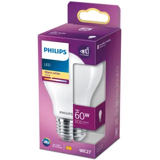 Philips LED Classic E27 Lampe, 60 W, Tropfenform, matt, warmweiß