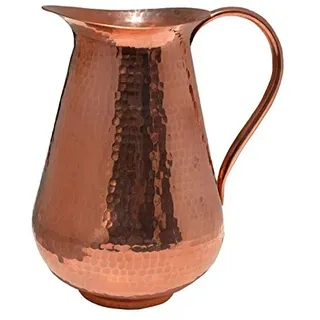 Reines Kupfer Krug Wasserkrug Kupfer für Ayurveda Heilung Kein Innenliner Kupfer Krug Gefäß Ayurveda Krug für Trinkwasser, Moscow Mule, Cocktail 1,5L (Design-6)