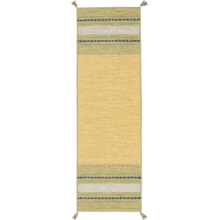 Läufer CARPETFINE "Kelim Azizi" Teppiche Gr. B/L: 80 cm x 350 cm, 5 mm, 1 St., gelb Kurzflor-Läufer