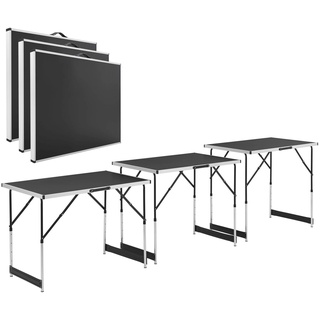 Juskys Multifunktionstisch 3 teilig klappbar - Alu Klapptisch 100x60 cm Campingtisch - Tisch Schwarz