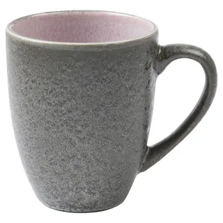 BITZ Kaffeetasse/Kaffeebecher, Tasse aus robustem Steinzeug, 30 cl, grau außen/hellrot innen