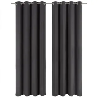 Blumtal Verdunklungsvorhänge 2er Set - Thermovorhang Hitzeschutz - Vorhang blickdicht mit Ösen - Gardinenschals mit Schlaufen - Thermogardine-Gardinen 160x132cm - Thermovorhang gegen Kälte - Anthrazit