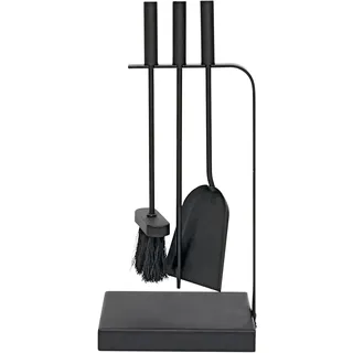 JVL Belmont modernes Kaminbesteck Curve Werkzeug Set, Stahl, schwarz, 23 x 15 x 45 cm, 3 Stück