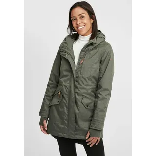 Oxmo OXBella Damen Parka Übergangsmantel Lange Jacke mit Kapuze Pattentaschen Regular fit, - L