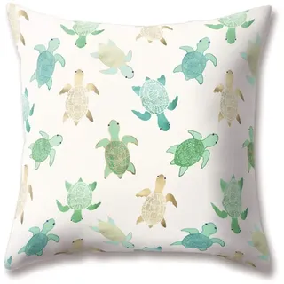 Hengjiang Cute Kissen Marine Schildkröte und Schildkröte grün Blau Druck 18 x 18/45 x 45 cm Doppelseitig Überwurf Weich Plüsch Kissen für Home Sofa Bett Deko, Polyester, 15, 45 cm*45 cm