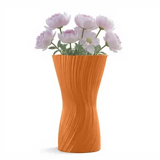 Dekorative Vase mit gewelltem Design, skulpturale Vase mit Wellenstruktur, Vasen für frische/trockene Blumen, ideal für Blumen, Heim- und Büroeinrichtung, Gegenstände/Einrichtungsgegenstände (Orange)