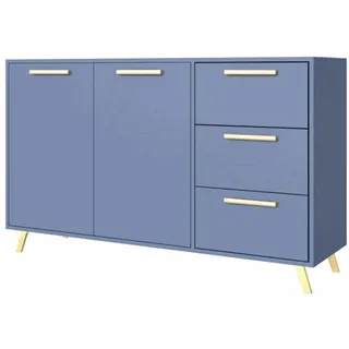 Compleo Kommode ALEX II mit 3 Schubladen und 2 Türen, Glamour design, praktische Kommode blau