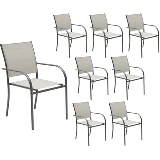 LC Garden »Campino« 8er Set Gartenstühle Beige Stapelstühle Bistrostühle Textilen