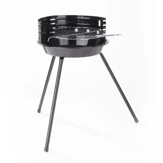 LANDMANN Holzkohlegrill Mobiler Holzkohle Rundgrill BBQ Grill, Ø 30 cm mit Windschutz Ideal für 2 bis 3 Personen schwarz