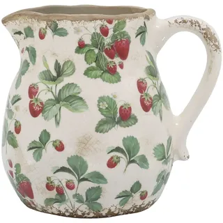 Chic Antique Kanne Chic Antique - Kanne Krug für Blumen Vase Blumenvase Erdbeeren grün|rot|weiß