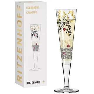 Ritzenhoff Sektglas Goldnacht, Glas, Höhe: 24cm, Farbe: Mehrfarbig, Motiv: Wellen