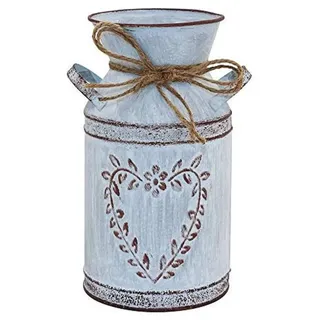 Famanu Blumenvasen Vintage Landhausstil - Herzförmiges Design - 19,5 cm Hellgrau