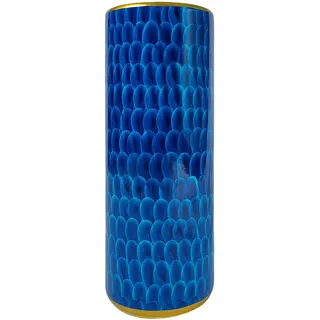 LANDCHY Luxuriöser Schirmständer, Halter, Schirm, Eimer, Regenschirm, Fass, handbemalte Feder, Porzellan, Keramik, Bodenvase, Eingangsbereich, Veranda, Innenbereich, 61 cm hoch, Pfauenblau