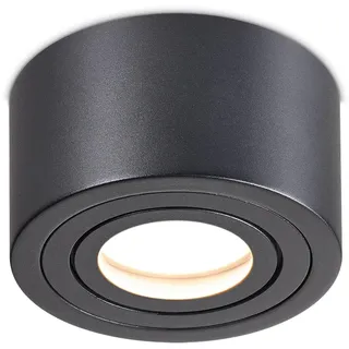 lambado LED Aufbauleuchte für Feuchtraum/Deckenstrahler inkl. 230V 5W Spots dimmbar - Wasserschutz für Bad & Außen - Aufbaustrahler IP44 in Schwarz