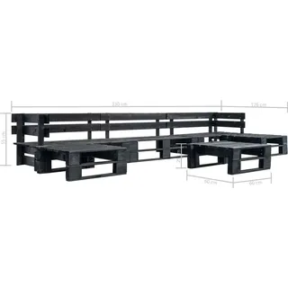 vidaXL Garten-Paletten-Sofagarnitur 6-tlg. schwarz Holz