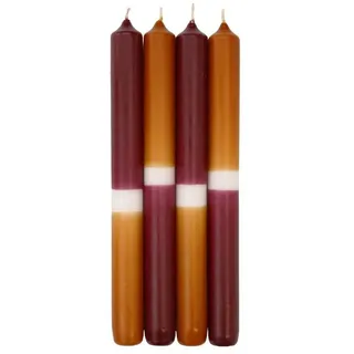 INNA-Glas Tafelkerze Dip Dye Stabkerzen LISSITA, 4 Stück, burgunderro bunt