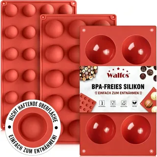 Walfos Bonbon- & Schokoladenformen, Hemisphere Halbkugel-Silikonform, 3 Packungen Backform zur Herstellung von Schokolade, Kuchen, Gelee, Dome-Mousse