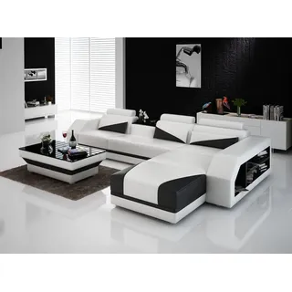 Wohnlandschaft Ecksofa L-Form mit Sessel Set Modern JVmoebel - Weiß/Schwarz