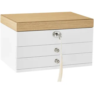 Songmics Schmuckkästchen weiß, holzfarbe 17,0 x 24,5 x 14,5 cm, 1 St.