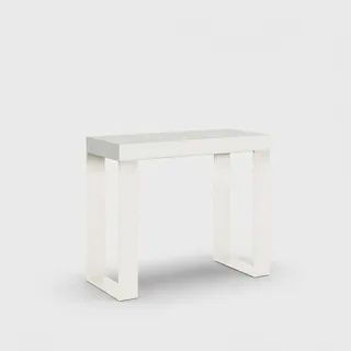Itamoby Ausziehbare Konsole 90x40/300 cm Tecno Bianco Ash mit weißem Rahmen