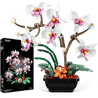 JOMIOD Orchidee Bausteine Modell, Blumenstrauß Pflanzendekor Bausteine Set, Botanische Home Dekoration Bausatz, künstliche Blumen zum Basteln Bausätze Geschenke, Nicht kompatibel mit Lego