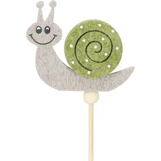 Viana Gartenstecker Blumenstecker Schnecke aus Holz Filz Grün 6,5cm 12 St Deko, 12 Stück grün