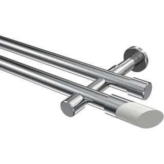 Interdeco GARDINENSTANGE Prestige Verano 480 cm (geteilt in 3 x 160 cm), 2-läufig (ohne Ringe), 20 mm Ø Chrom