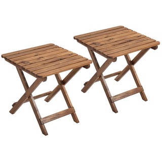 Outsunny Gartentisch Beistelltisch Outdoor, 2er-Set klappbrer Holztisch aus Holz (Campingtisch, 2-St., Klapptisch), für Garten, Balkon, Teak, 45 x 45 x 45 cm beige