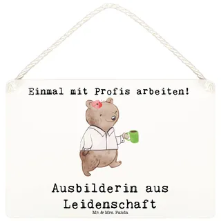 Mr. & Mrs. Panda Schild Ausbilderin Leidenschaft DIN A6 - Geschenk, Lustig, Spruch, Wandbild Holz, Witzig, Türschild, Tutorin, Beruf, wandhänger, holzbild, Holzschild