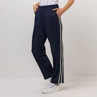 DENIM & CO. Hose, lange Form Rundumdehnbund Galonstreifen konisches Bein