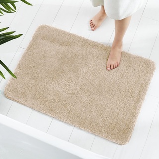 GONICVIN Teppich, 50 x 80 cm Flauschige Mikrofaser Waschbarer Badteppich Badematte, rutschfest Badezimmerteppich für Badezimmer, Wohnzimmer (Beige)